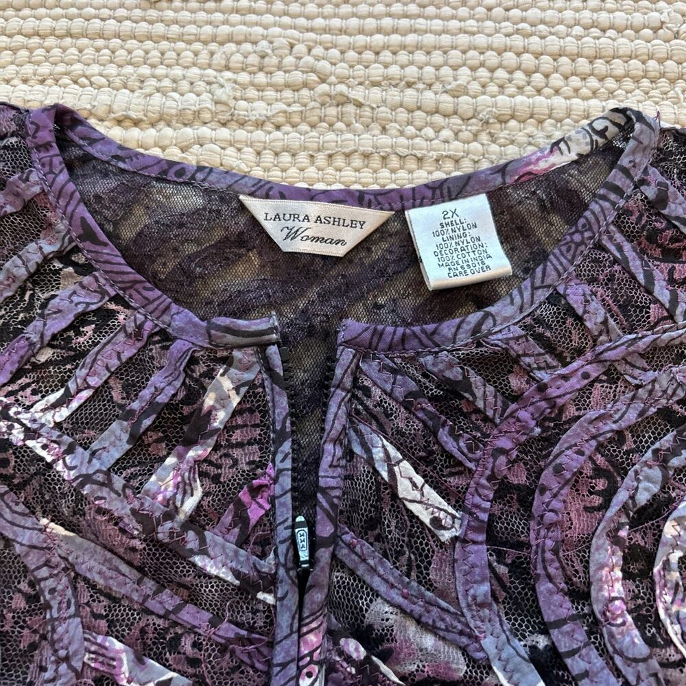 NWT Laura Ashley Purple Black Full Zip Circles Blazer Jacket Art To Wear Sz 2X - Picture 5 of 8